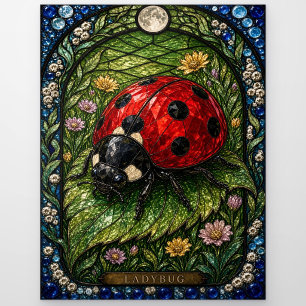 Carte Postale Coccinelle, Fleur de Prairie Verre Cathédrale