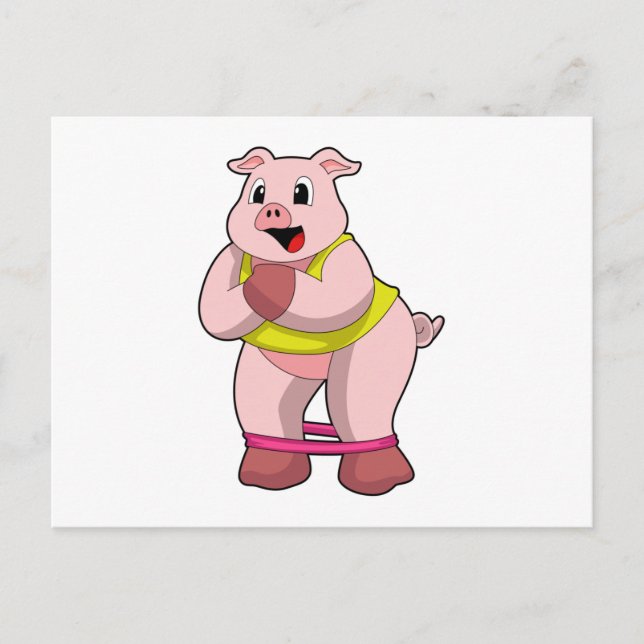 Carte Postale Cochon à la forme avec élastique (Devant)
