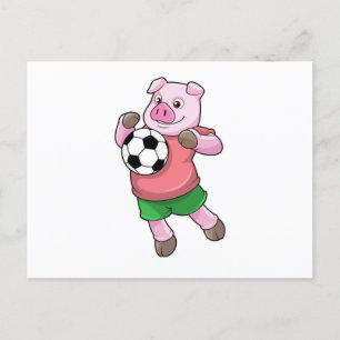 Carte Postale Cochon à Soccer Sports
