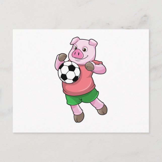 Carte Postale Cochon à Soccer Sports (Devant)