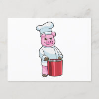 Cochon comme cuisinier avec marmite