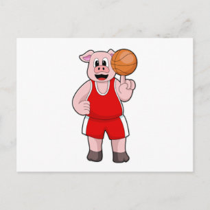 Carte Postale Cochon de basket-ball