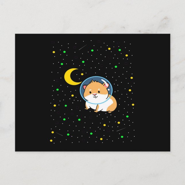 Carte Postale Cochon De Guinée Dans L'Espace | Cute Astronomie G (Devant)