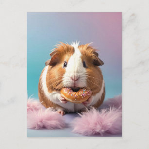 Carte Postale Cochon De Guinée Mignonne Avec Gradient Pastel De