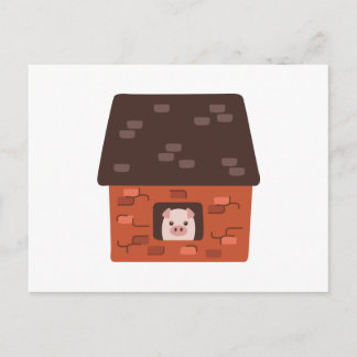 Carte Postale Cochon de la maison de briques
