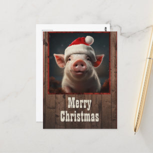 Carte Postale Cochon de Noël