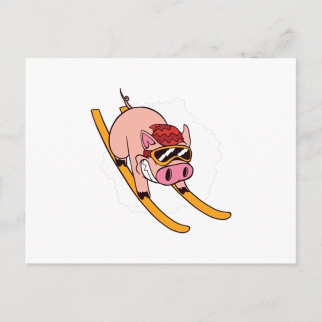 Carte Postale Cochon de skieur (Devant)