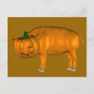 Carte Postale Cochon d'Halloween bizarre