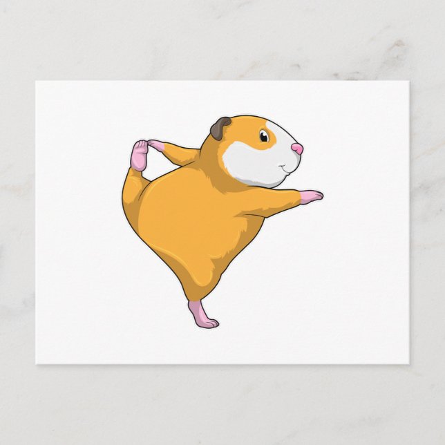 Carte Postale Cochon d'Inde à l'exercice de yoga d'étirement (Devant)