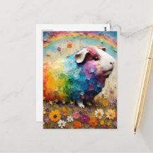 Cochon d'Inde Coloré Adorable dans le Pré Collage