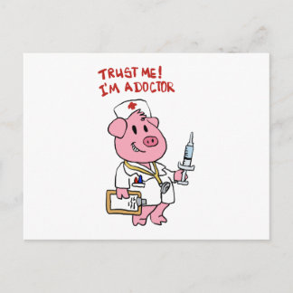 Carte Postale Cochon docteur avec seringue à la main | choisir l