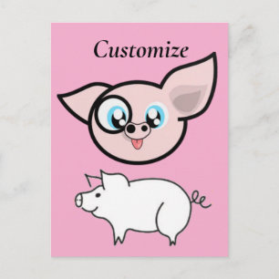 Carte Postale Cochon Drôle Sourire Thunder_Cove