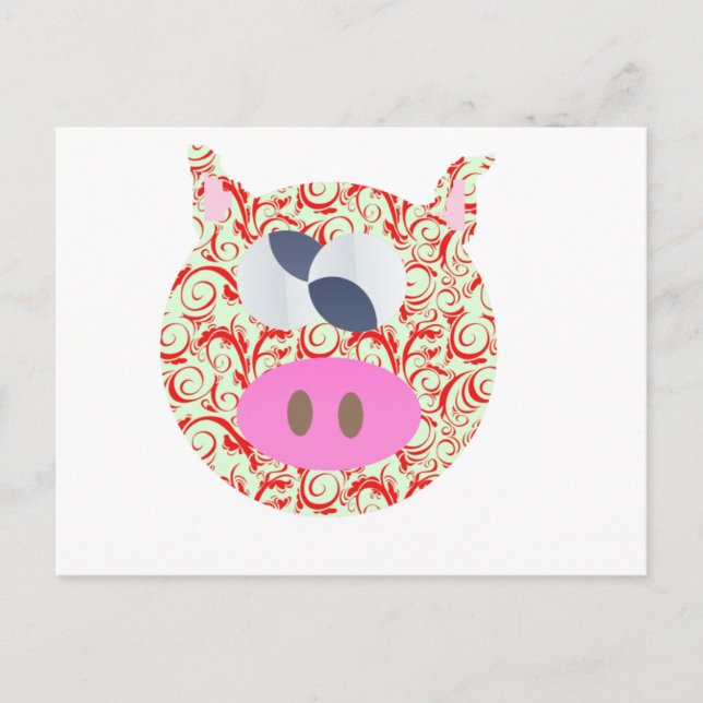 Carte Postale Cochon fou (Devant)