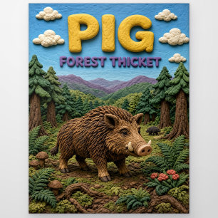 Carte Postale Cochon, Fourré de forêt Art en argile