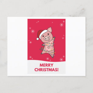 Carte Postale Cochon Joyeux Noël Animaux Cochons