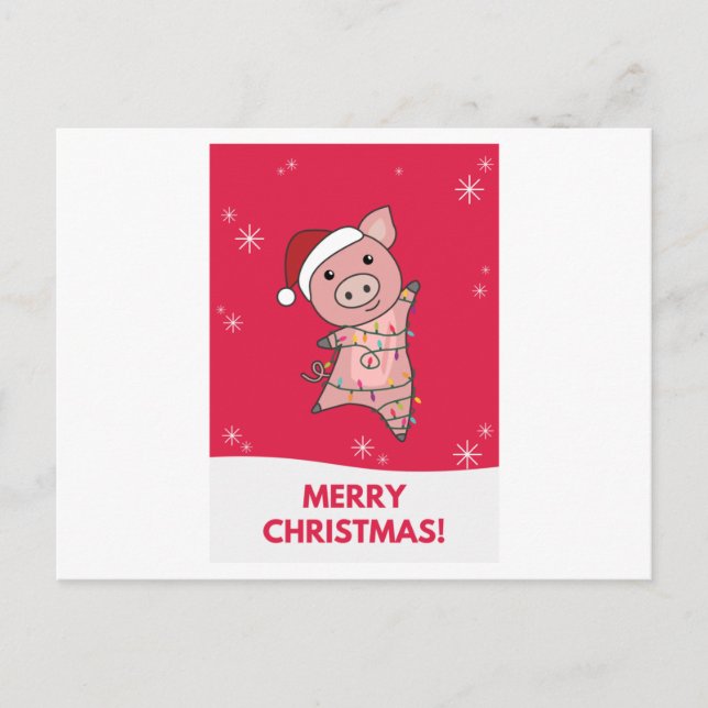 Carte Postale Cochon Joyeux Noël Animaux Cochons (Devant)