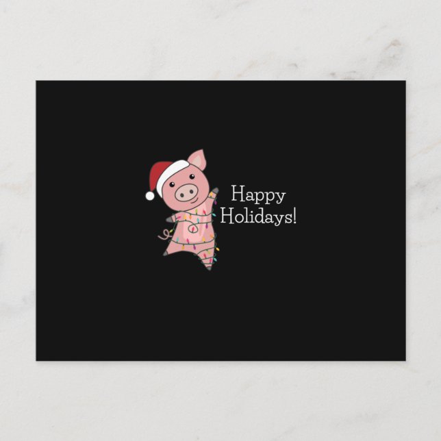 Carte Postale Cochon Joyeux Noël Animaux Cochons (Devant)