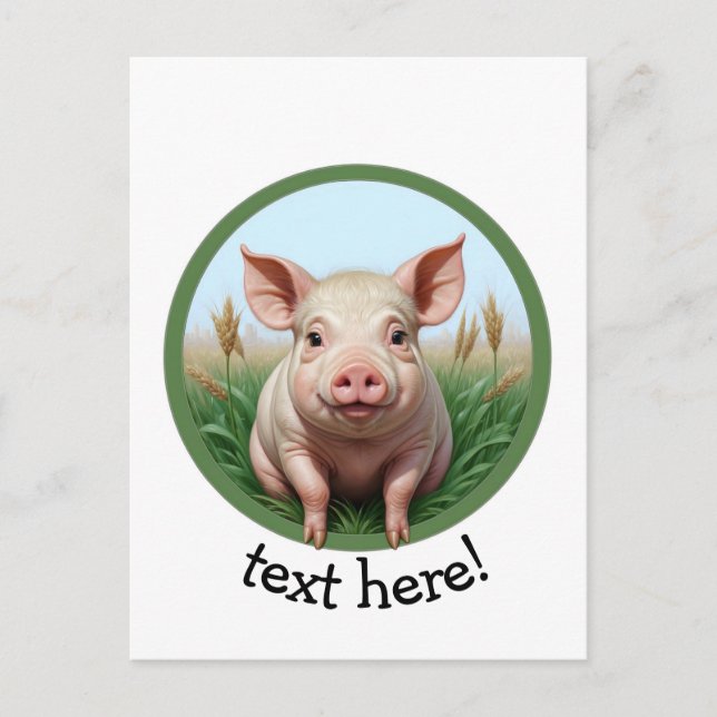 Carte Postale cochon mignon avec votre texte (Devant)