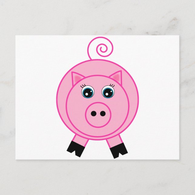 Carte Postale Cochon rose (Devant)