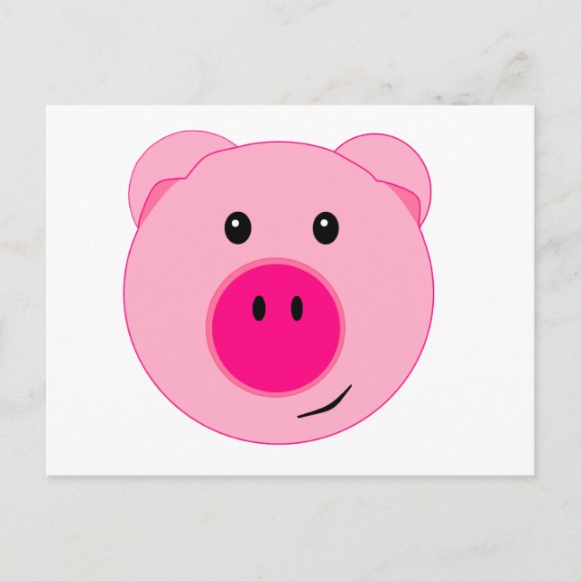 Carte Postale Cochon rose mignon (Devant)