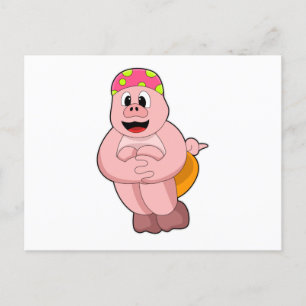 Carte Postale Cochon sautant dans l'eau