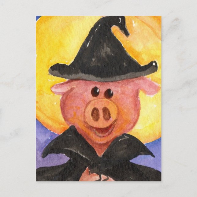 Carte Postale Cochon Sorcier (Devant)