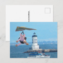 Carte postale - Cochon volant au-dessus du phare d