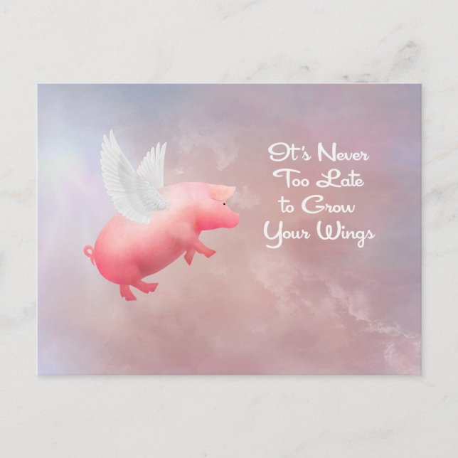Carte postale Cochon Volant - Faites Grandir Vos A (Devant)
