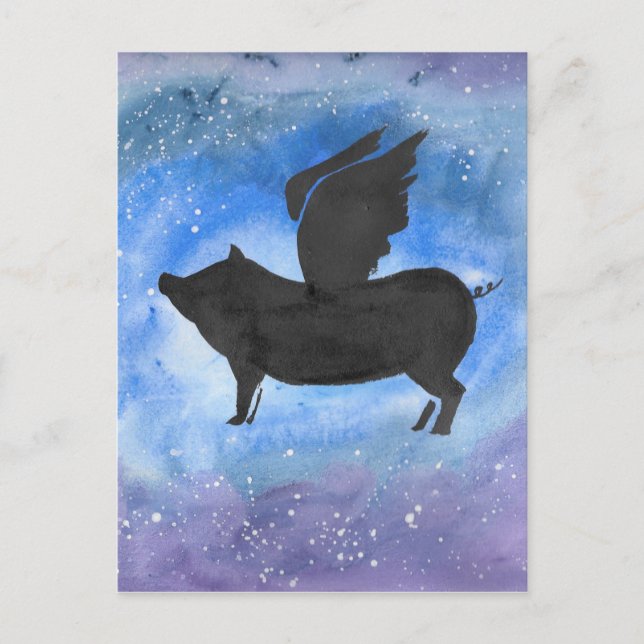 Carte Postale Cochon volant majestueux (Devant)