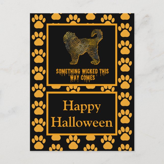 Carte Postale Cockapoo Chien Silhouette Amusant Orange Halloween (Devant)