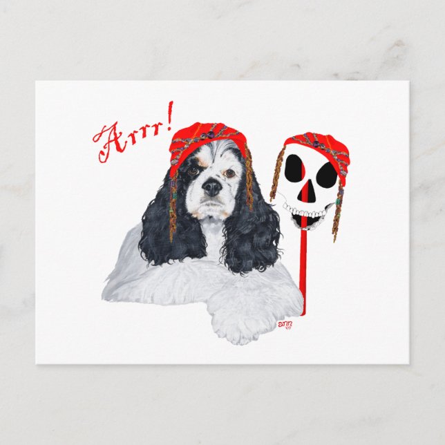 Carte Postale Cocker Spaniel Américain Pirate (Devant)