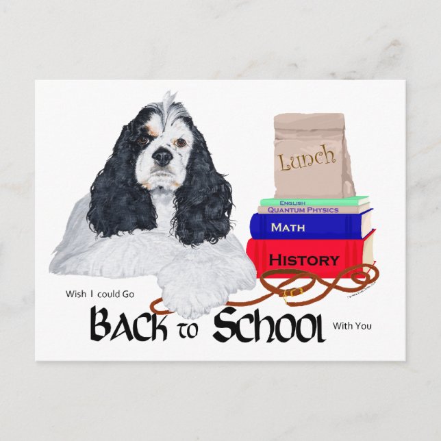 Carte Postale Cocker Spaniel Américain Rentrée Scolaire (Devant)