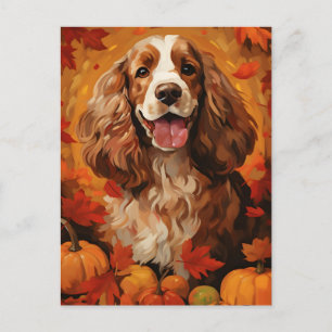 Carte Postale Cocker Spaniel Automne Action de grâce 