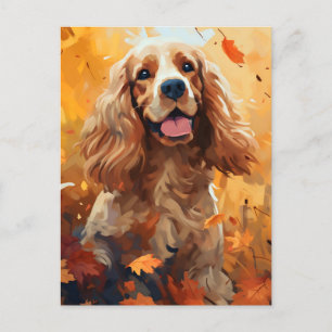 Carte Postale Cocker Spaniel Automne Thanksgiving