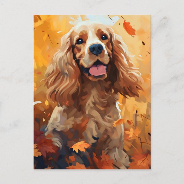 Carte Postale Cocker Spaniel Automne Thanksgiving (Devant)
