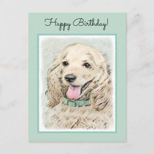 Carte Postale Cocker Spaniel Buff Peinture - Art Chien original (Devant)