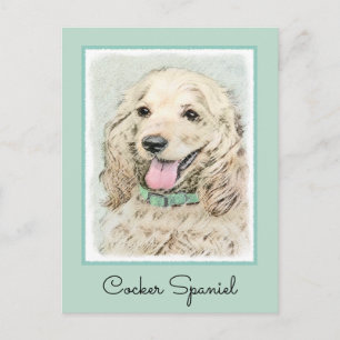 Carte Postale Cocker Spaniel Buff Peinture - Art Chien original