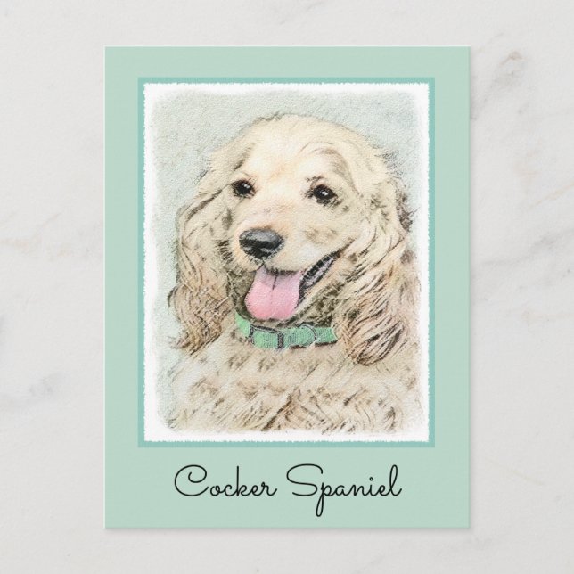 Carte Postale Cocker Spaniel Buff Peinture - Art Chien original (Devant)