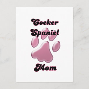 Carte Postale Cocker Spaniel Maman Pink Pawprint