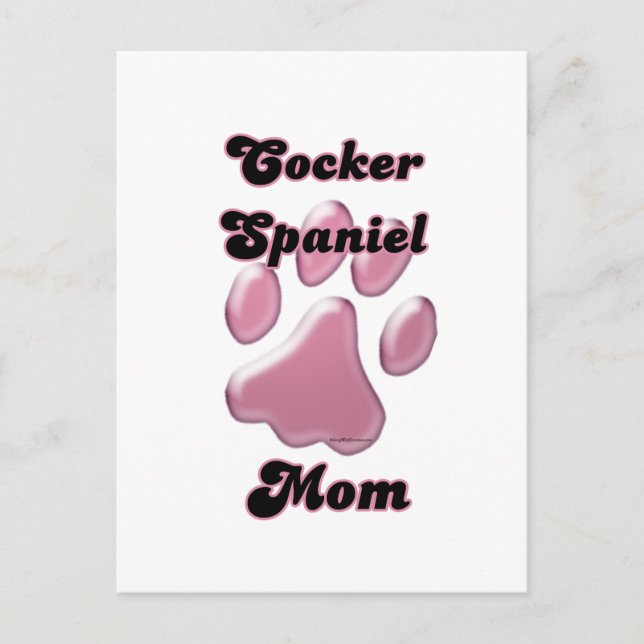 Carte Postale Cocker Spaniel Maman Pink Pawprint (Devant)