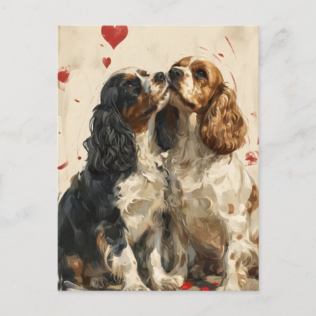 Carte Postale Cocker spaniel Valentine's day (Devant)