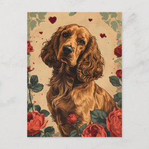 Carte Postale Cocker Spaniel Vintage Saint Valentin