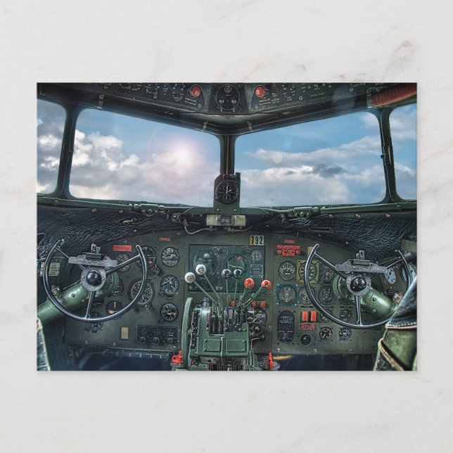 Carte Postale cockpit de l'aéronef vintage (Devant)