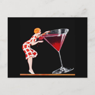 Carte Postale Cocktail Art Déco femme Retro Style Vintage