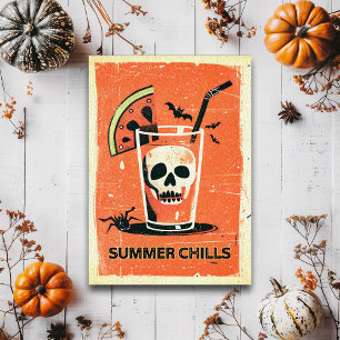 Carte Postale Cocktail Crâne Summer Chills Retro Summerween