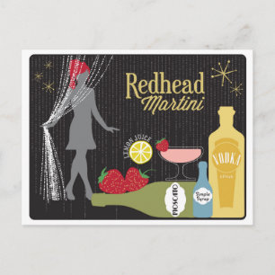 Carte Postale Cocktail de fraises Redhead Martini