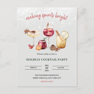 Carte Postale Cocktail de Noël Invitation