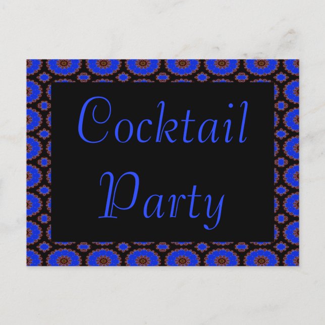 Carte Postale cocktail invitation fleur bleue (Devant)