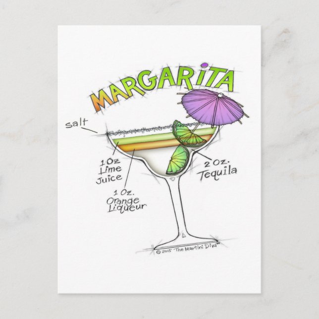 CARTE POSTALE COCKTAIL MARGARITA RECIPE (Devant)