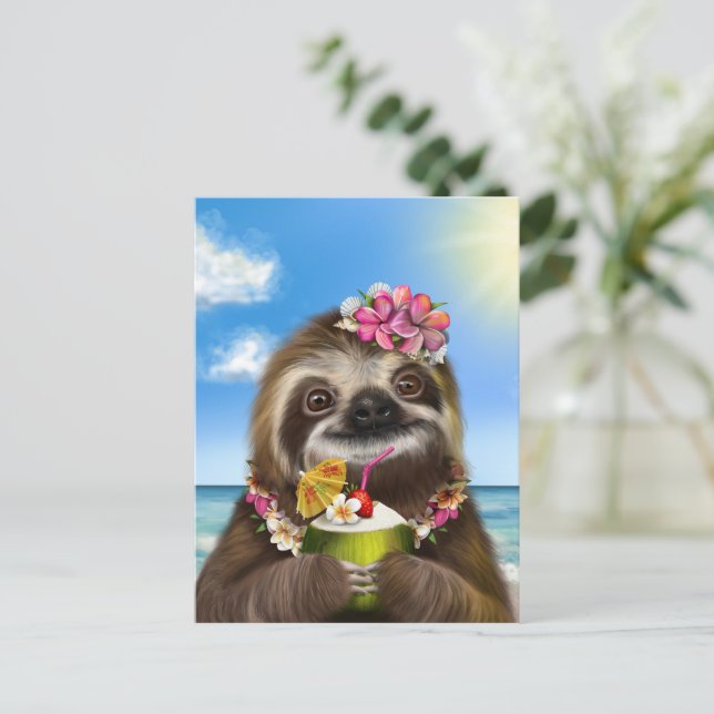 Carte Postale Cocktail Sloth on the Beach (Debout devant)